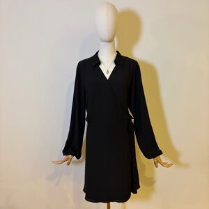 Halogen Black Long Sleeve Wrap Dress XL